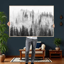 Forest Wall Art Print | Foggy Pine Forest Canvas Wall Art -
