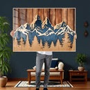 Rustic Wood Style Mountain Wall Art, Nature Forest Canvas