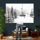 Ski Wall Art - Ski Lift Wall Art Canvas Print Snow Covered by MyGreatCanvas | Canvas Wall Art Prints | Photo Prints & Wall Decor