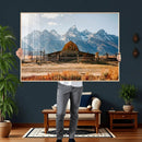 Vintage Old Barn Field Wall Art Canvas Print for Farmhouse