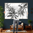 Black and White Palm Wall Art Canvas Print – Framed