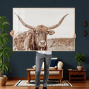 Longhorn Cow Wall Art Canvas Print – Framed Texas Ranch