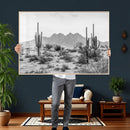 Black White Arizona Desert Canvas Wall Art Cactus Farmhouse