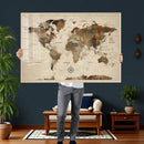Vintage World Map Wall Art Canvas Print for Living Room, by MyGreatCanvas | Canvas Wall Art Prints | Photo Prints & Wall Decor