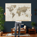Detailed World Map Wall Art Canvas Print by MyGreatCanvas | Canvas Wall Art Prints | Photo Prints & Wall Decor