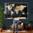 Framed Large World Map Wall Art Canvas Print for Living Room by MyGreatCanvas | Canvas Wall Art Prints | Photo Prints & Wall Decor