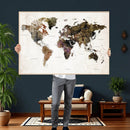 Watercolor World Map Print - Large Wall Art Canvas Print for