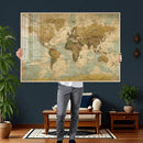 Vintage World Map Wall Art Canvas Print, Detailed World Map