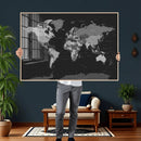 Black World Map Wall Art Canvas Print – Detailed Map of the by MyGreatCanvas | Canvas Wall Art Prints | Photo Prints & Wall Decor