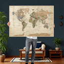 Framed World Map Wall Art for Home and Office Decor