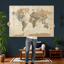 Framed World Map Wall Art for Home and Office Decor