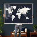 Black World Map Wall Art Canvas Print for Home Office and by MyGreatCanvas | Canvas Wall Art Prints | Photo Prints & Wall Decor