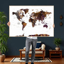 Rustic World Map Wall Art Canvas Print | Large World Map on