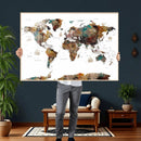 Watercolor World Map Canvas Print – Detailed Map of the