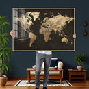 Framed World Map with Pin Canvas Print – Detailed World Map