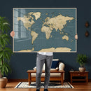 Minimal Vintage World Map Canvas Wall Art Print, Neutral