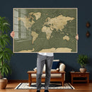 Large World Map Canvas Wall Art Print for Study Room Decor -