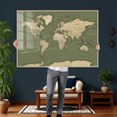 Vintage World Map Canvas Wall Art Print, Classic Global Map