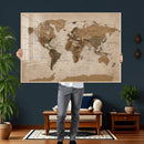 World Map Canvas Wall Art Print, Detailed Global Map Artwork