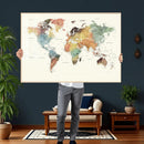 Framed World Map Wall Art Canvas Print for Living Room and by MyGreatCanvas | Canvas Wall Art Prints | Photo Prints & Wall Decor
