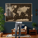 Colorful World Map Canvas Wall Art with Landmarks – Framed by MyGreatCanvas | Canvas Wall Art Prints | Photo Prints & Wall Decor