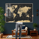Vintage Blue and Brown World Map Canvas Wall Art – Framed by MyGreatCanvas | Canvas Wall Art Prints | Photo Prints & Wall Decor
