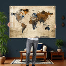 World Map Wall Art – Rustic Earth Tone Canvas Print, Antique by MyGreatCanvas | Canvas Wall Art Prints | Photo Prints & Wall Decor