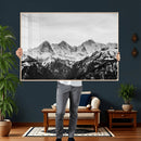 Black and White Mountain Wall Art Canvas Print, Snowy Alpine by MyGreatCanvas | Canvas Wall Art Prints | Photo Prints & Wall Decor