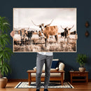Texas Longhorn Cattle Wall Art Canvas Print, Sepia Western by MyGreatCanvas | Canvas Wall Art Prints | Photo Prints & Wall Decor