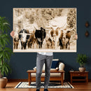 Western Longhorn Herd Wall Art Canvas Print, Sepia Texas by MyGreatCanvas | Canvas Wall Art Prints | Photo Prints & Wall Decor