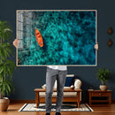 Turquoise Ocean Boat Wall Art Canvas Print by MyGreatCanvas | Canvas Wall Art Prints | Photo Prints & Wall Decor