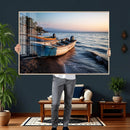Coastal Fishing Boats Wall Art Canvas Print, Sunset Beach by MyGreatCanvas | Canvas Wall Art Prints | Photo Prints & Wall Decor
