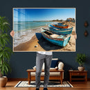 Coastal Fishing Boats Wall Art Canvas Print, Sunset Beach by MyGreatCanvas | Canvas Wall Art Prints | Photo Prints & Wall Decor