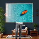 Minimalist Boat Wall Art Canvas Print, Aerial Sea Landscape by MyGreatCanvas | Canvas Wall Art Prints | Photo Prints & Wall Decor