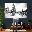 Black and White Snowy Pine Forest Wall Art Canvas Print, by MyGreatCanvas | Canvas Wall Art Prints | Photo Prints & Wall Decor