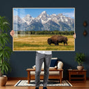 Bison in Mountain Landscape Wall Art Canvas Print – Western by MyGreatCanvas | Canvas Wall Art Prints | Photo Prints & Wall Decor
