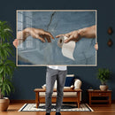 Funny Bathroom Canvas Wall Art, Michelangelo Creation of by MyGreatCanvas | Canvas Wall Art Prints | Photo Prints & Wall Decor