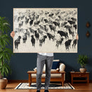 Longhorn Cattle Canvas Wall Art, Black White Stampede Ink by MyGreatCanvas | Canvas Wall Art Prints | Photo Prints & Wall Decor