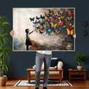 Banksy Graffiti Butterfly Girl Wall Art Canvas Print, Framed by MyGreatCanvas | Canvas Wall Art Prints | Photo Prints & Wall Decor