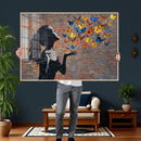 Urban Banksy Butterfly Girl Wall Art Canvas Print, Framed by MyGreatCanvas | Canvas Wall Art Prints | Photo Prints & Wall Decor