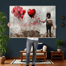 Girl Graffiti Wall Art Canvas Print, Red Balloon Heart by MyGreatCanvas | Canvas Wall Art Prints | Photo Prints & Wall Decor