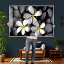 Plumeria Frangipani Black Stone Canvas | White Flower Spa by MyGreatCanvas | Canvas Wall Art Prints | Photo Prints & Wall Decor
