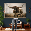 Longhorn Bull Wall Art Canvas Print, Western Farmhouse by MyGreatCanvas | Canvas Wall Art Prints | Photo Prints & Wall Decor