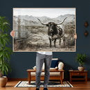 Texas Longhorn Bull Wall Art Canvas Print, Western Farmhouse by MyGreatCanvas | Canvas Wall Art Prints | Photo Prints & Wall Decor
