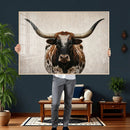 Texas Longhorn Canvas Wall Art Western Bull Desert Moody by MyGreatCanvas | Canvas Wall Art Prints | Photo Prints & Wall Decor