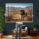 Texas Longhorn Canvas Wall Art Western Bull Desert Moody by MyGreatCanvas | Canvas Wall Art Prints | Photo Prints & Wall Decor