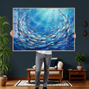 School of Fish Canvas Print | Blue Ocean Underwater Wall Art by MyGreatCanvas | Canvas Wall Art Prints | Photo Prints & Wall Decor