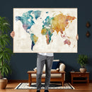 Watercolor World Map Canvas Wall Art Print – Abstract by MyGreatCanvas | Canvas Wall Art Prints | Photo Prints & Wall Decor
