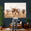 Texas Longhorn Canvas Wall Art, Rustic Farm Animal Photography Print, Farmhouse Country Decor, Western Ranch Art by MyGreatCanvas | Canvas Wall Art Prints | Photo Prints & Wall Decor