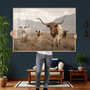 Rustic Texas Longhorn Cow Canvas Wall Art Print, Rustic Farm Animal Photography Print, Farmhouse Country Decor, Western Ranch Art by MyGreatCanvas | Canvas Wall Art Prints | Photo Prints & Wall Decor